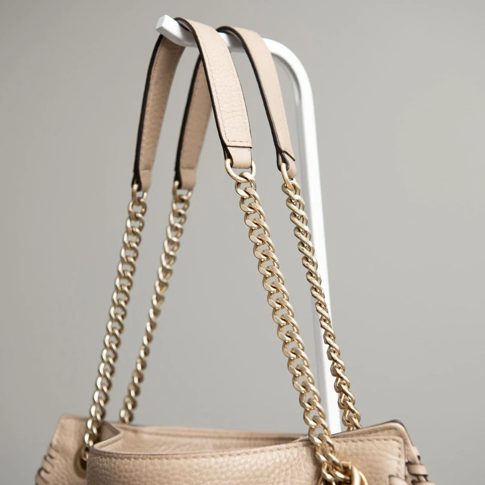 Michael Kors Whipped Chelsea Large Shoulder Bag Boho Chic Purse Whipstitch Chain